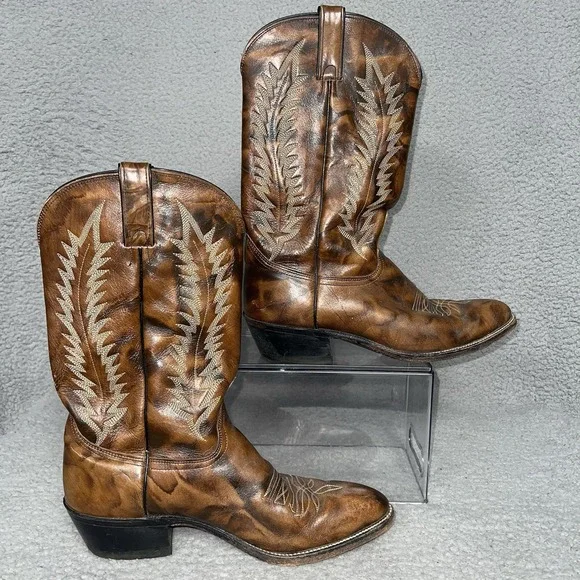 Vintage Abilene Womens Size 11 Brown Leather Western Cowboy Boots - Picture 2 of 14